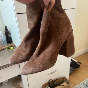 Steve Madden brown suede booties pointed toe